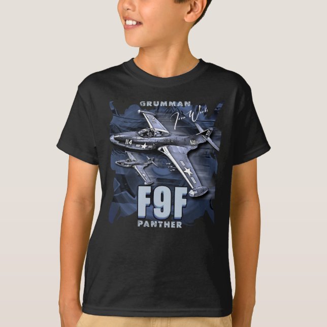 Grumman F9F Panther Carrier-Based Jet Fighter T-Shirt (Front)