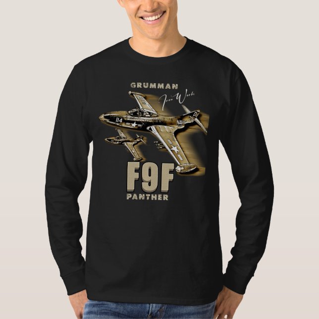 Grumman F9F Panther Carrier-Based Jet Fighter T-Shirt (Front)