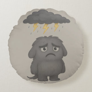 Grummel Kissen – Das ADHS-Monster für Frust Round Pillow