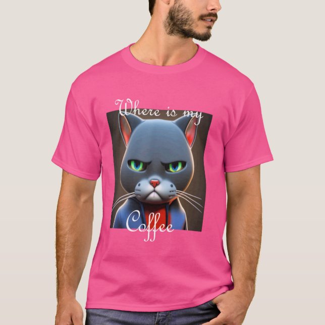 Grummelige Katze - Wo ist mein Kaffee [German Lang T-Shirt (Front)