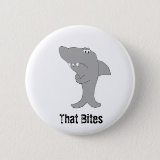 Grump Cartoon Shark Pinback Button