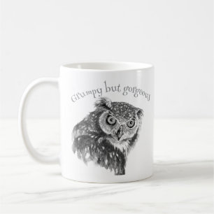 Grump Minimalist Watercolor Print Art Owl Lovers." Coffee Mug