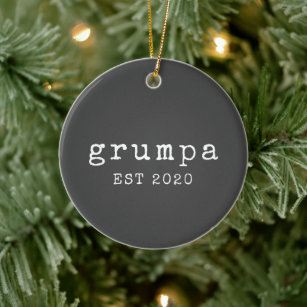 Grumpa   Funny Grumpy Grandpa in Black and White Ceramic Ornament