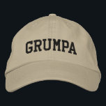 Grumpa | Funny Grumpy Grandpa in Black Embroidered Baseball Cap<br><div class="desc">Simple retro vintage text design of an endearing nickname for grump grandfathers - grumpa.</div>