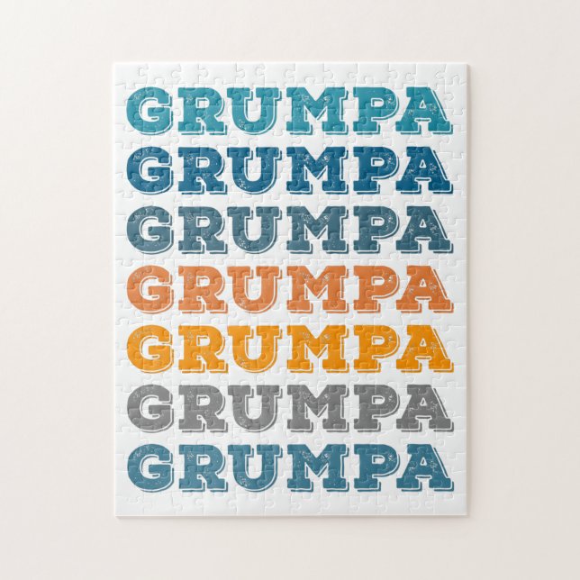 Grumpa | Funny Grumpy Grandpa Retro Text Design Jigsaw Puzzle (Vertical)