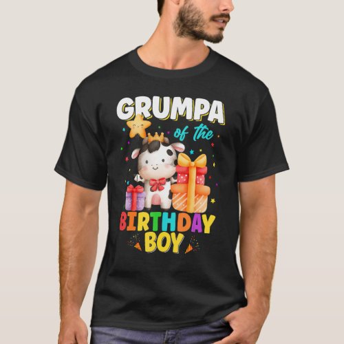 Grumpa Of The Birthday Boy Cow Farm Animals Family T-Shirt