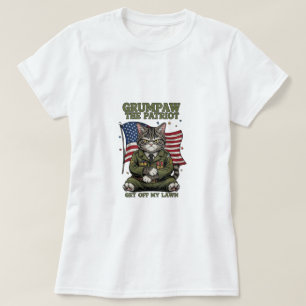 Grumpaw the Patriot – Funny Angry Cat T-Shirt