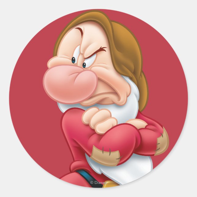 Grumpy 3 classic round sticker (Front)