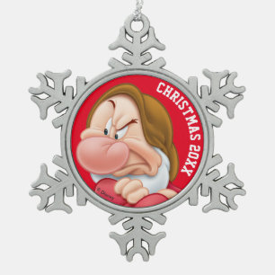 Grumpy 3 snowflake pewter christmas ornament