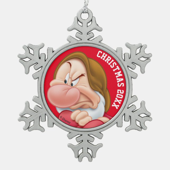 Grumpy 3 snowflake pewter christmas ornament (Front)