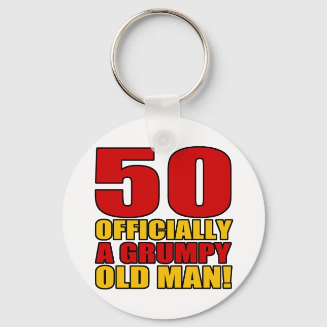 Grumpy 50th Birthday Humor Keychain (Front)