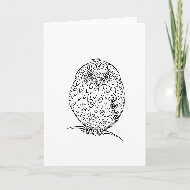 Grumpy African Barred Owlet Design Card (Front)