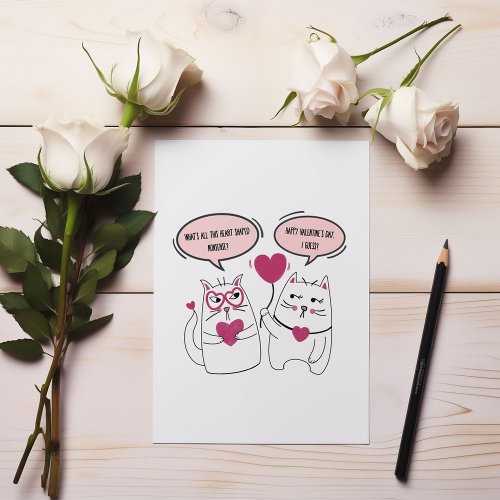Grumpy and Funny Cat Valentines Day  Holiday Card