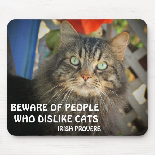 Grumpy Angel Cat and Irish proverb Meme Mouse Pad
