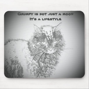 Grumpy Angel lifestyle Cat mouse pad