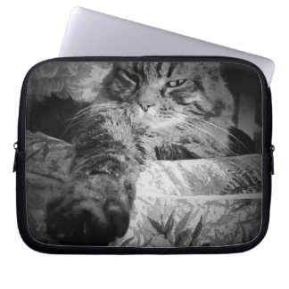 Grumpy Angel says "kiss my paw" Laptop Sleeve
