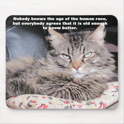 Grumpy Angel with Age Quote Mouse Pad