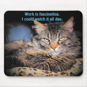 Grumpy Angel Work is Fascinating Meme Mouse Pad