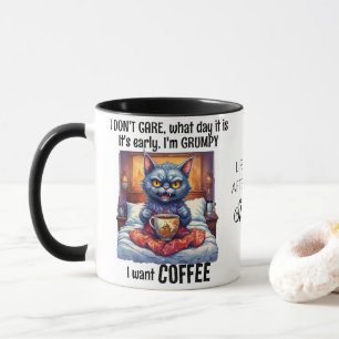Grumpy Angry Cat Drinking Coffee Quote Mug