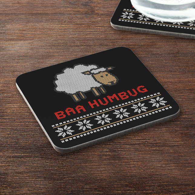Grumpy Baa Humbug Sheep - Funny Christmas Holiday Beverage Coaster (Creator Uploaded)