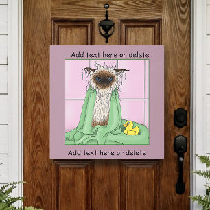 Grumpy Bath Time Himalayan Siamese Cat Funny Pink Metal Print