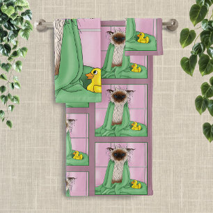 Grumpy Bath Time Himalayan Siamese Cat Funny Pink Towel Set