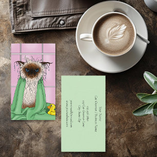 Grumpy Bath Time Himalayan Siamese Cat Groomer Business Card