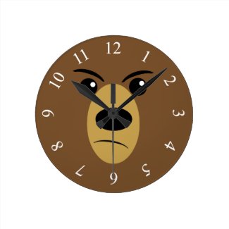 Grumpy Bear Face Round Clock