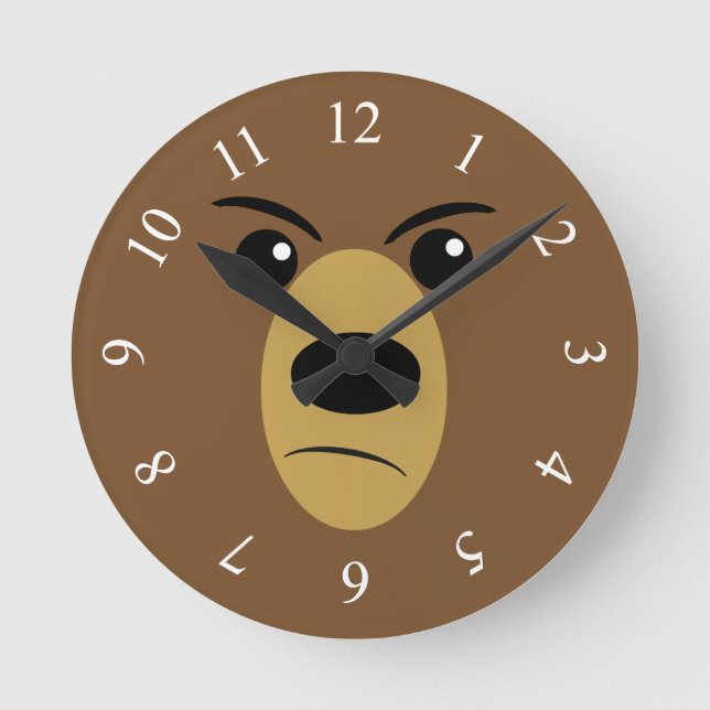 Grumpy Bear Face Round Clock (Front)