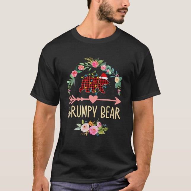 Grumpy Bear Xmas Family Christmas Pajama Red Plaid T-Shirt (Front)