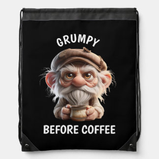 Grumpy Before Coffee Drawstring Bag
