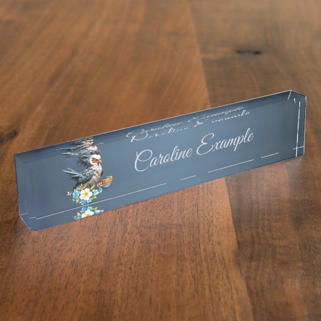 Grumpy Bird on Monday.  Desk Name Plate (Side)