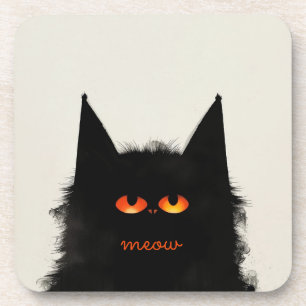 Grumpy Black Cat Beverage Coaster