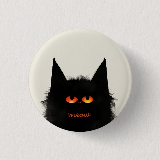 Grumpy Black Cat Button (Front)