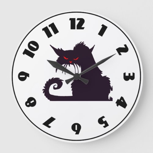 Grumpy Black Cat Clock