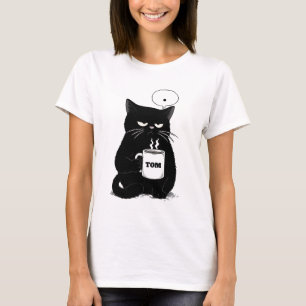 Grumpy Black Cat Coffee Lover Funny Custom T-Shirt