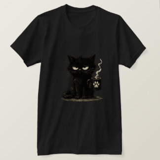Grumpy Black Cat Coffee Lover T-Shirt