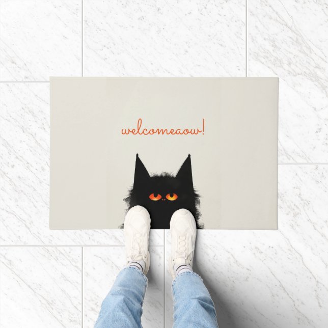 Grumpy Black Cat Doormat (Indoor)