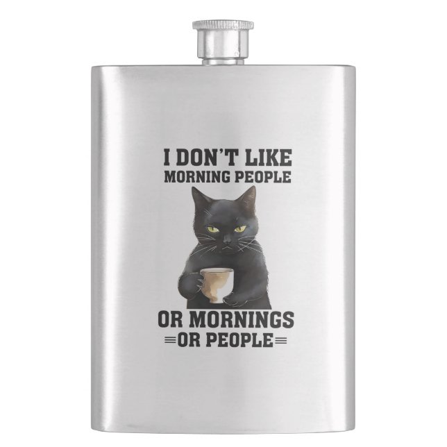 Grumpy Black Cat Flask (Front)