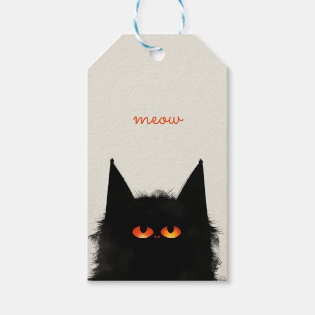 Grumpy Black Cat Gift Tags (Front)