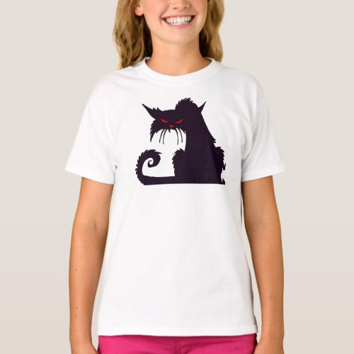 Grumpy Black Cat Girls T_Shirt