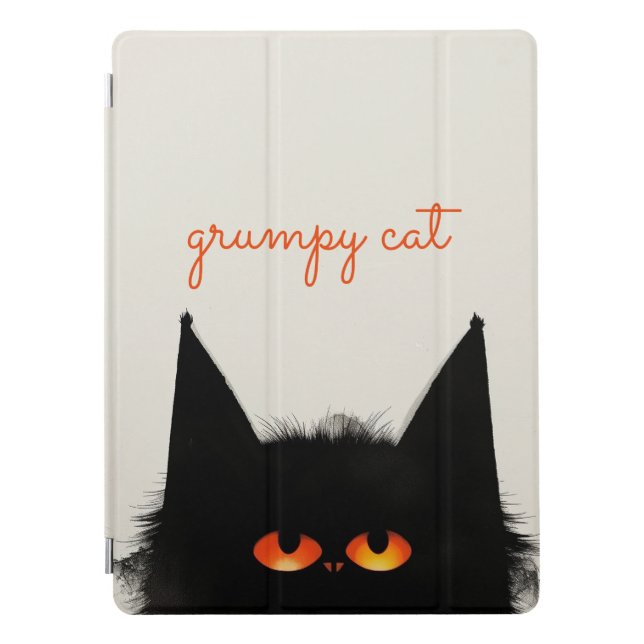 Grumpy Black Cat iPad Pro Cover (Front)