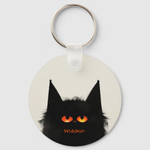 Grumpy Black Cat Keychain