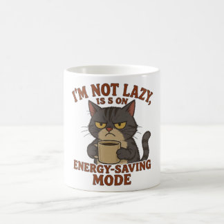 Grumpy Black Cat Mug – Energy-Saving Mode Quote