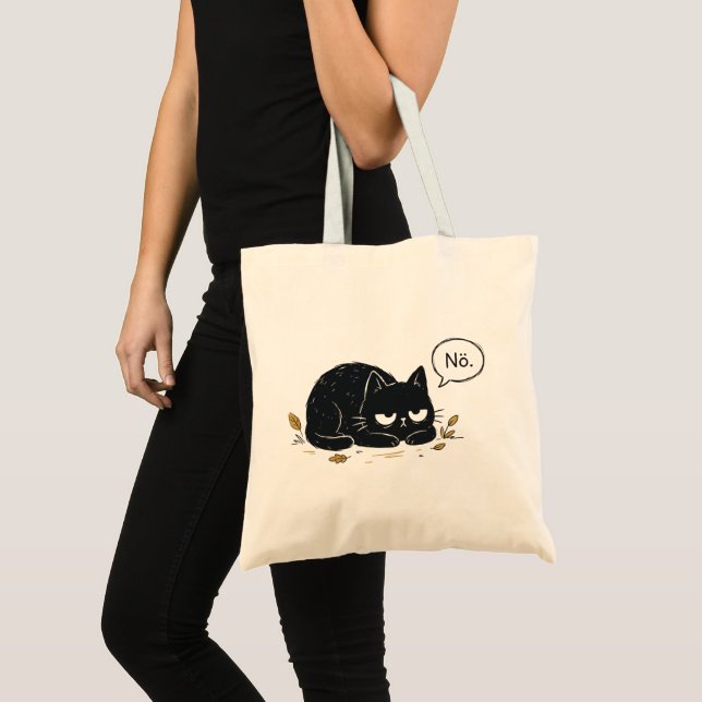 Grumpy Black Cat No Sleeping Tote Bag (Front (Product))