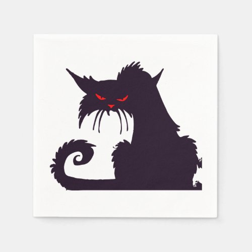 Grumpy Black Cat Paper Napkins