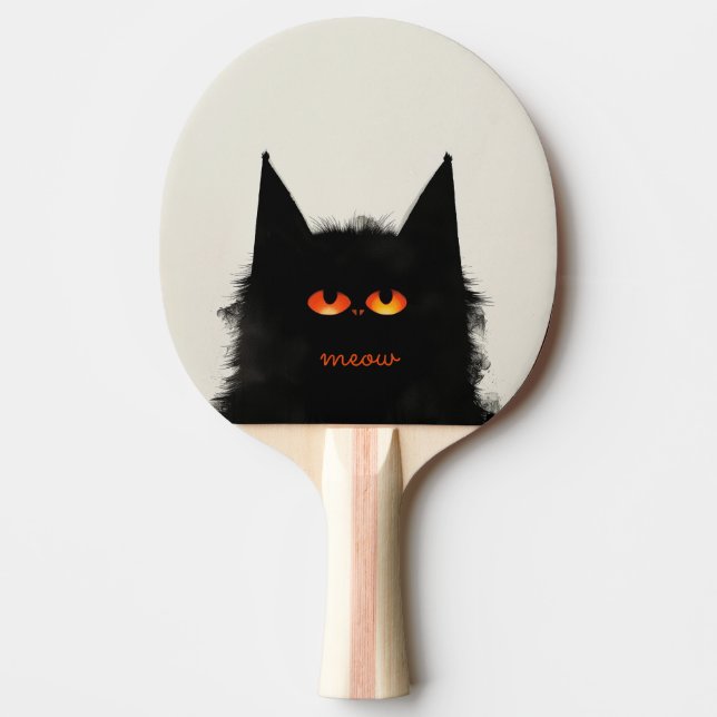 Grumpy Black Cat Ping Pong Paddle (Front)