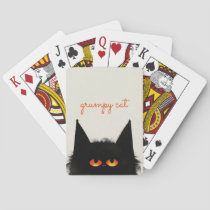 Grumpy Black Cat Poker Cards