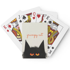 Grumpy Black Cat Poker Cards