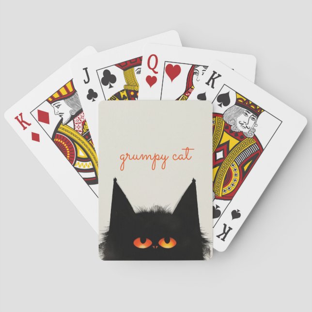 Grumpy Black Cat Poker Cards (Back)